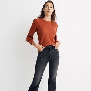 Madewell Brushed Rib Pleat-Sleeve Top